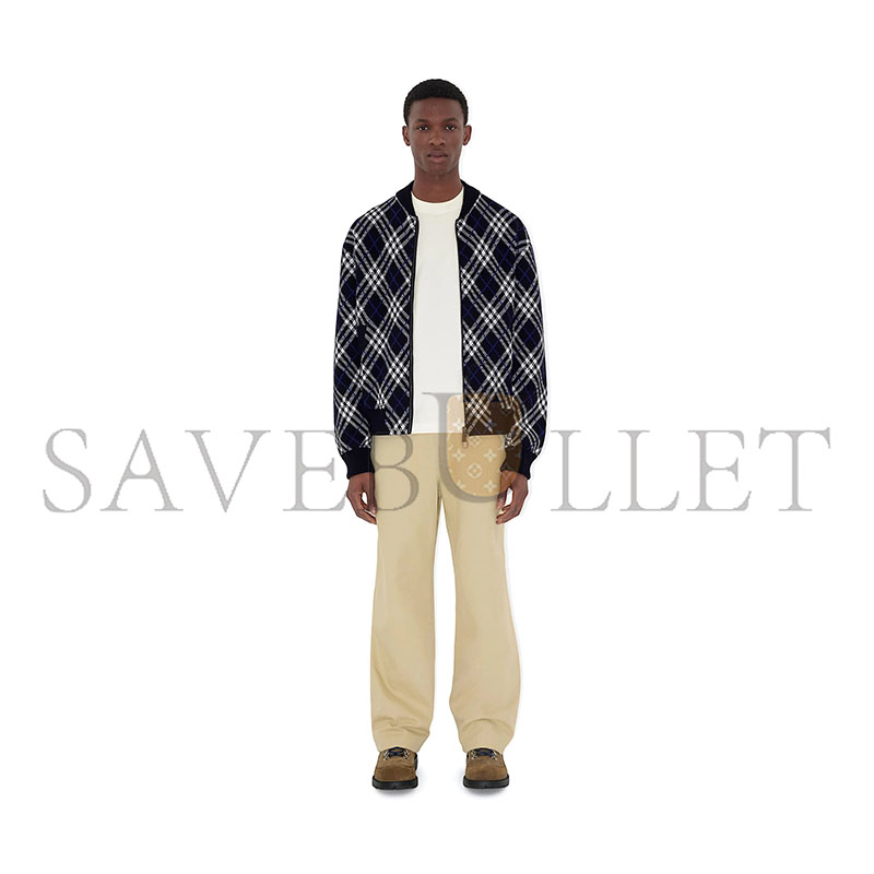 Bv*b*rry checkered wool blend flight jacket 81106321